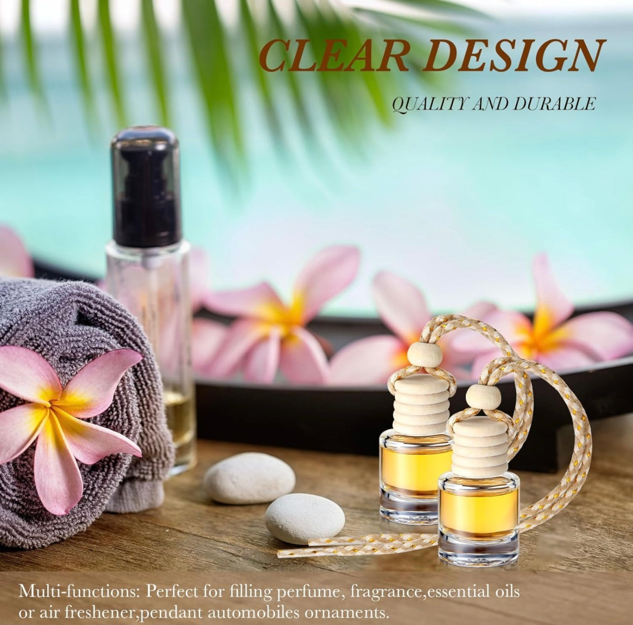 Pure Citrus & Clove Hanging Car Diffuser – Natural Orange & Warm Clove Essential Oil Blend | 8ml Glass Freshener by Glitzarati Atelier