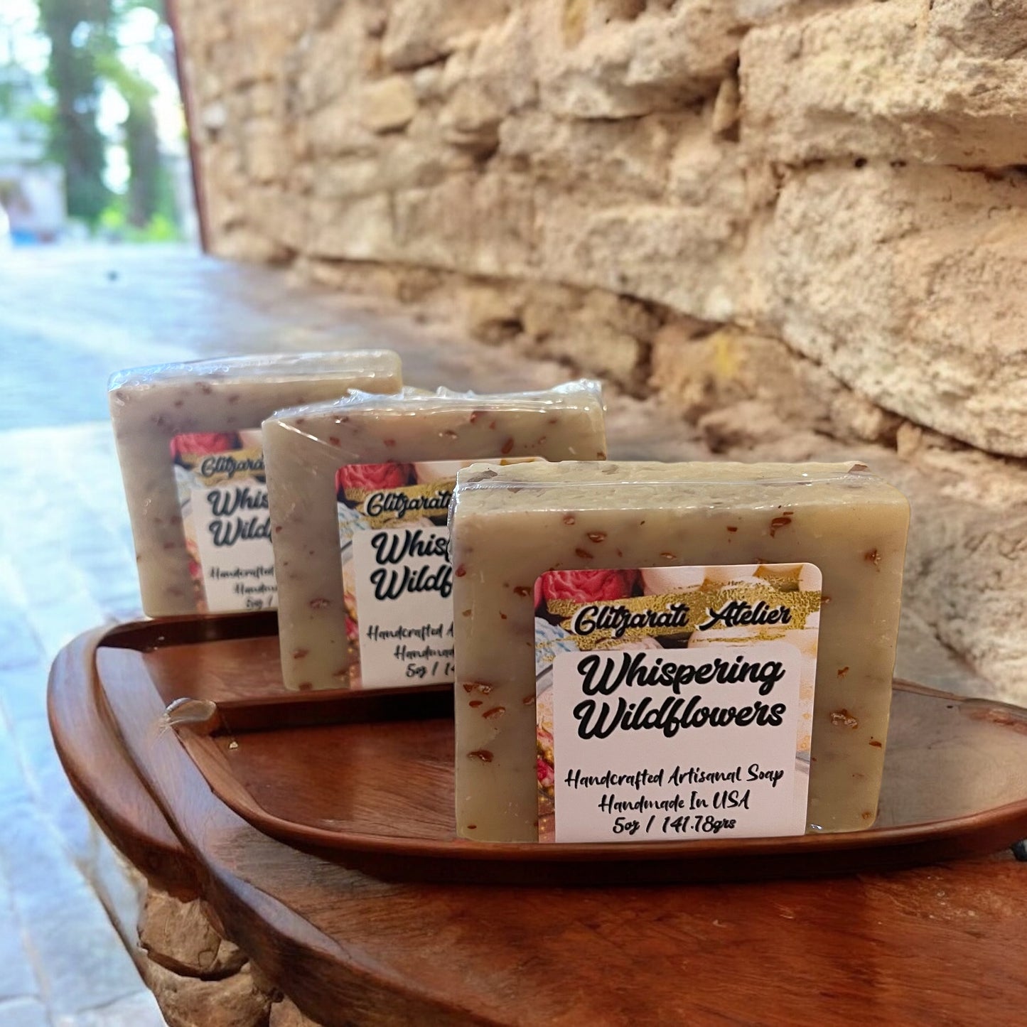 Whispering Wildflowers Soap Bar – Floral Powdered Breeze with Oats | Cold Process Vegan Skincare | Glitzarati Atelier