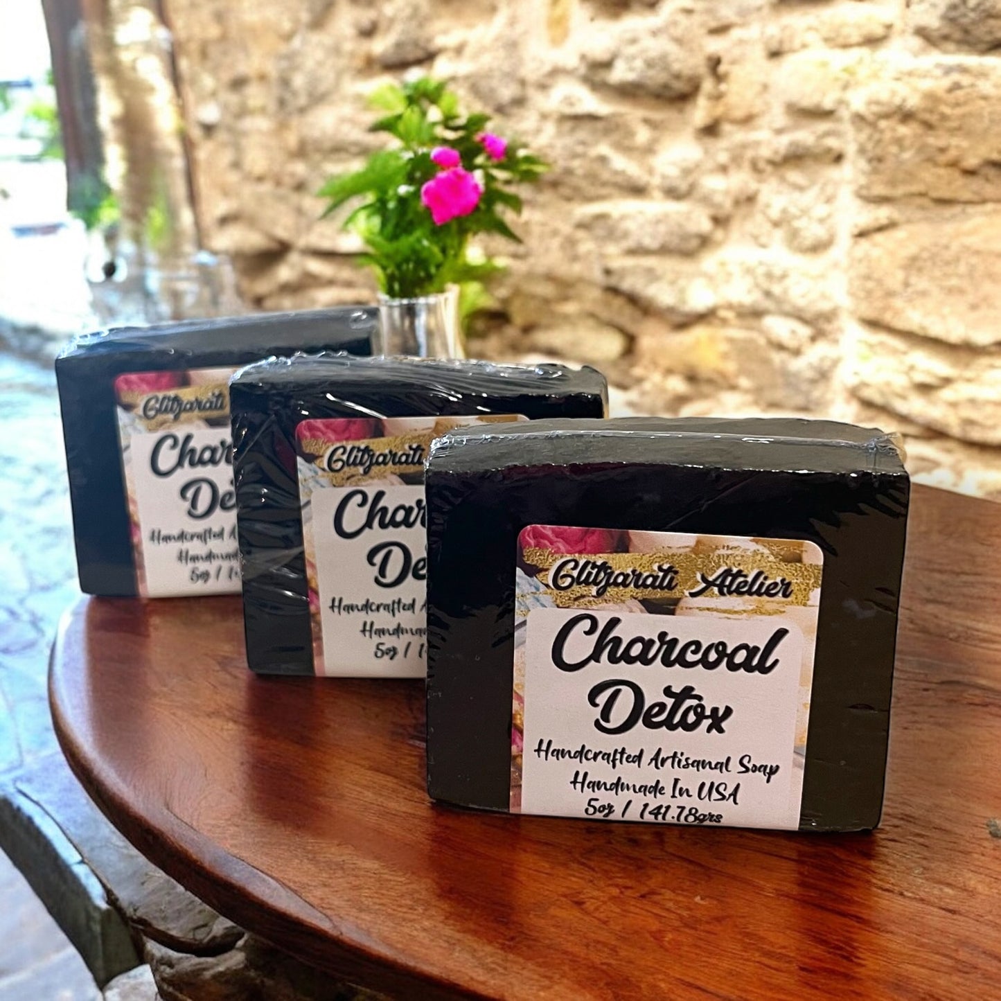 Charcoal Detox Soap Bar – Fragrance-Free Cold Process Cleanser | Unscented Vegan Skincare | Glitzarati Atelier