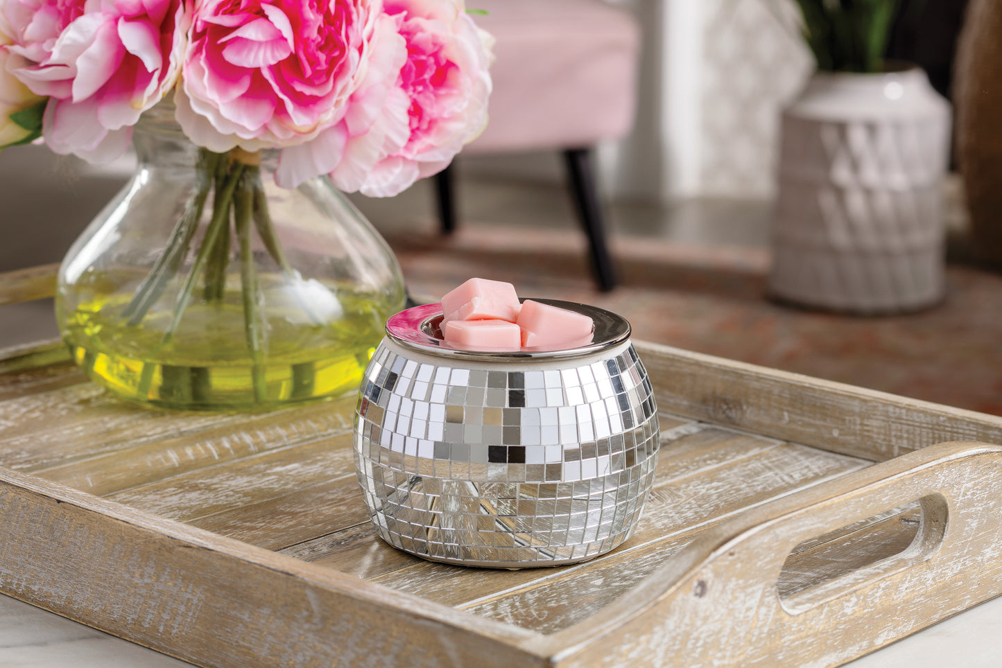 Ceramic Mirrored Disco Ball Wax Tart Warmer | Retro Electric Melter for Scented Wax | Funky Home Fragrance Decor