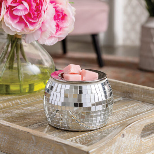 Ceramic Mirrored Disco Ball Wax Tart Warmer | Retro Electric Melter for Scented Wax | Funky Home Fragrance Decor