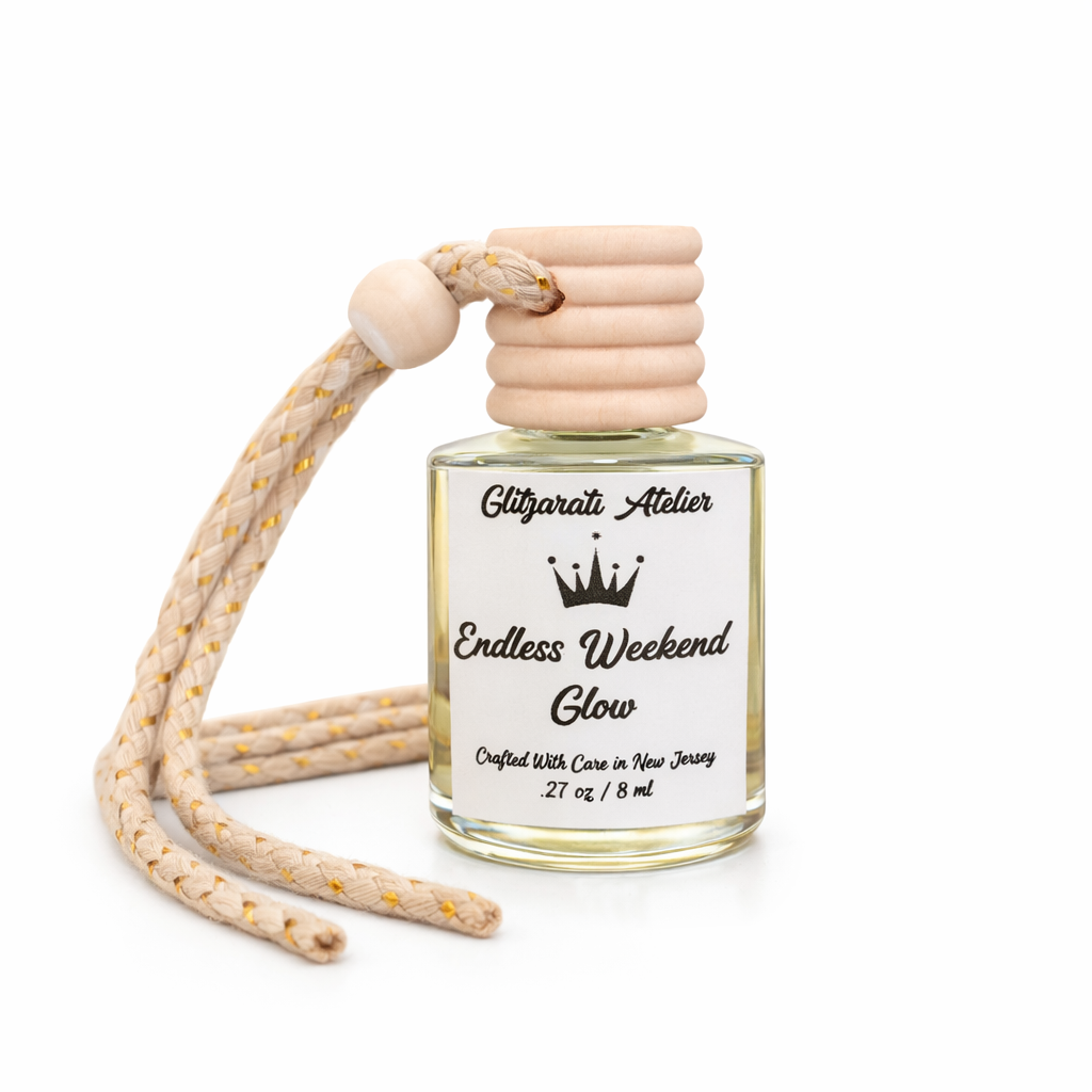 Perfume bottle with rope on a white background