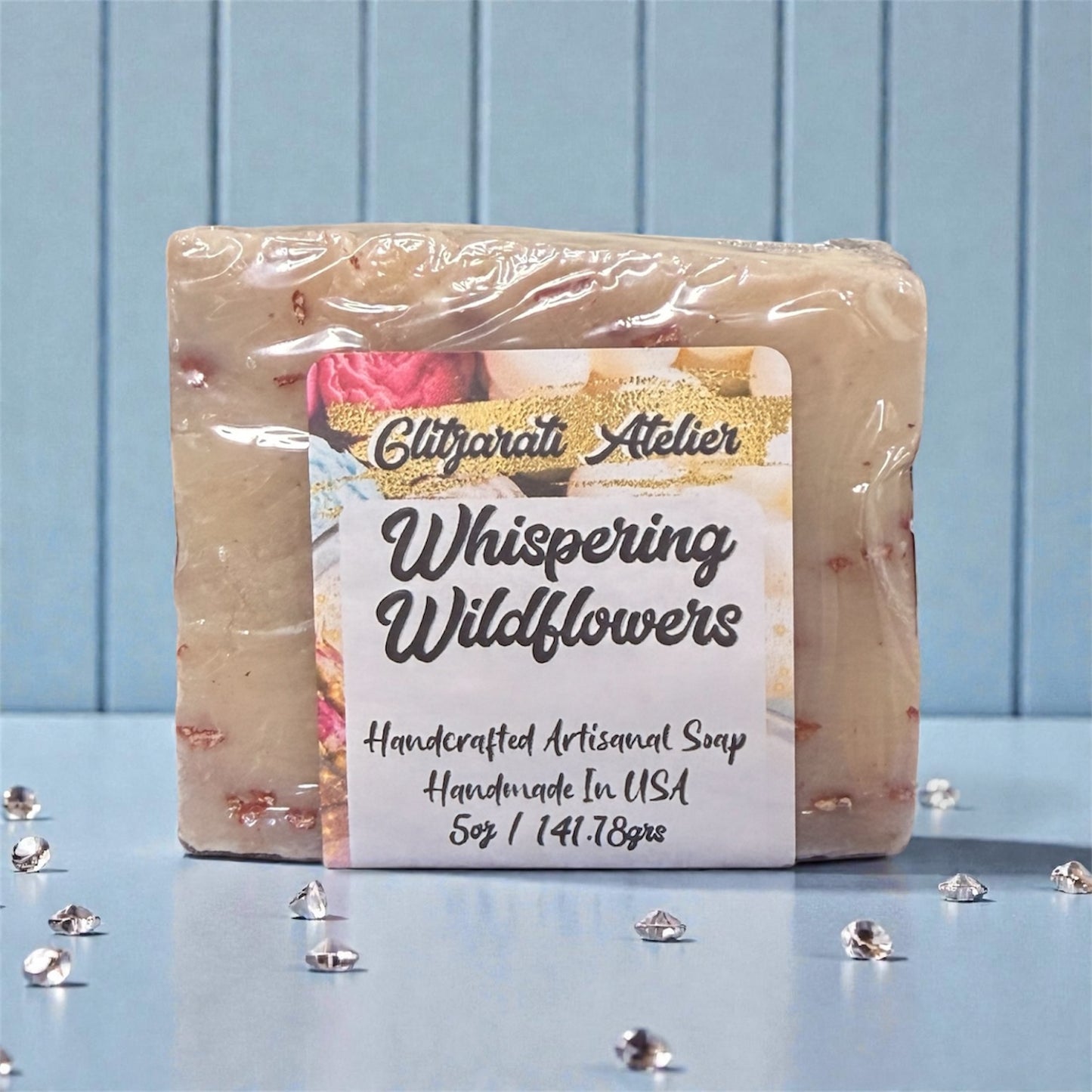 Whispering Wildflowers Soap Bar – Floral Powdered Breeze with Oats | Cold Process Vegan Skincare | Glitzarati Atelier