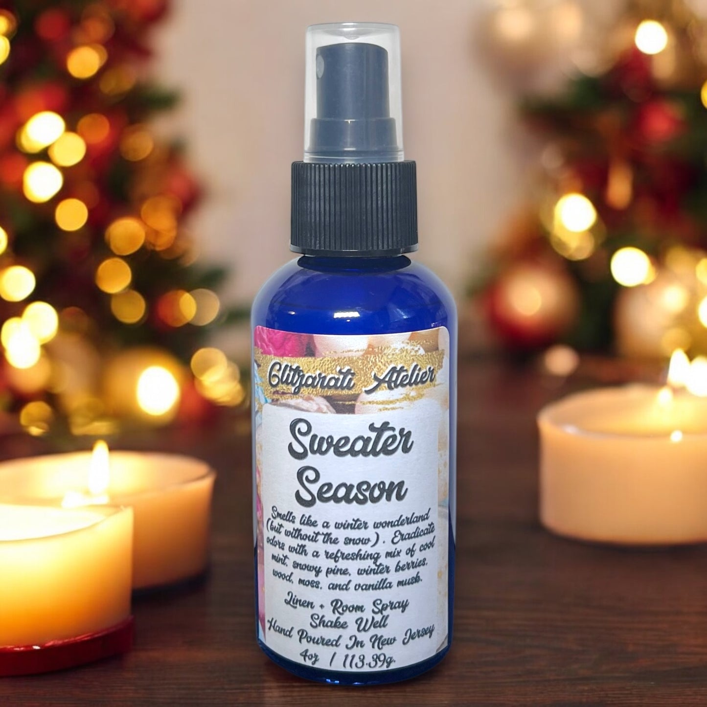 Glitzarati Atelier Linen & Room Fine Mist Spray - 4oz Natural Odor Eliminator & Freshener