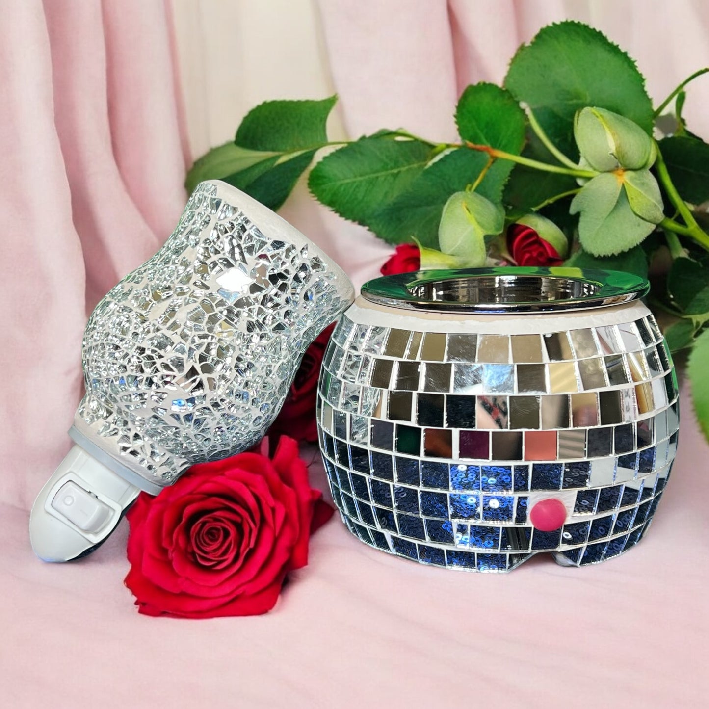 Ceramic Mirrored Disco Ball Wax Tart Warmer | Retro Electric Melter for Scented Wax | Funky Home Fragrance Decor