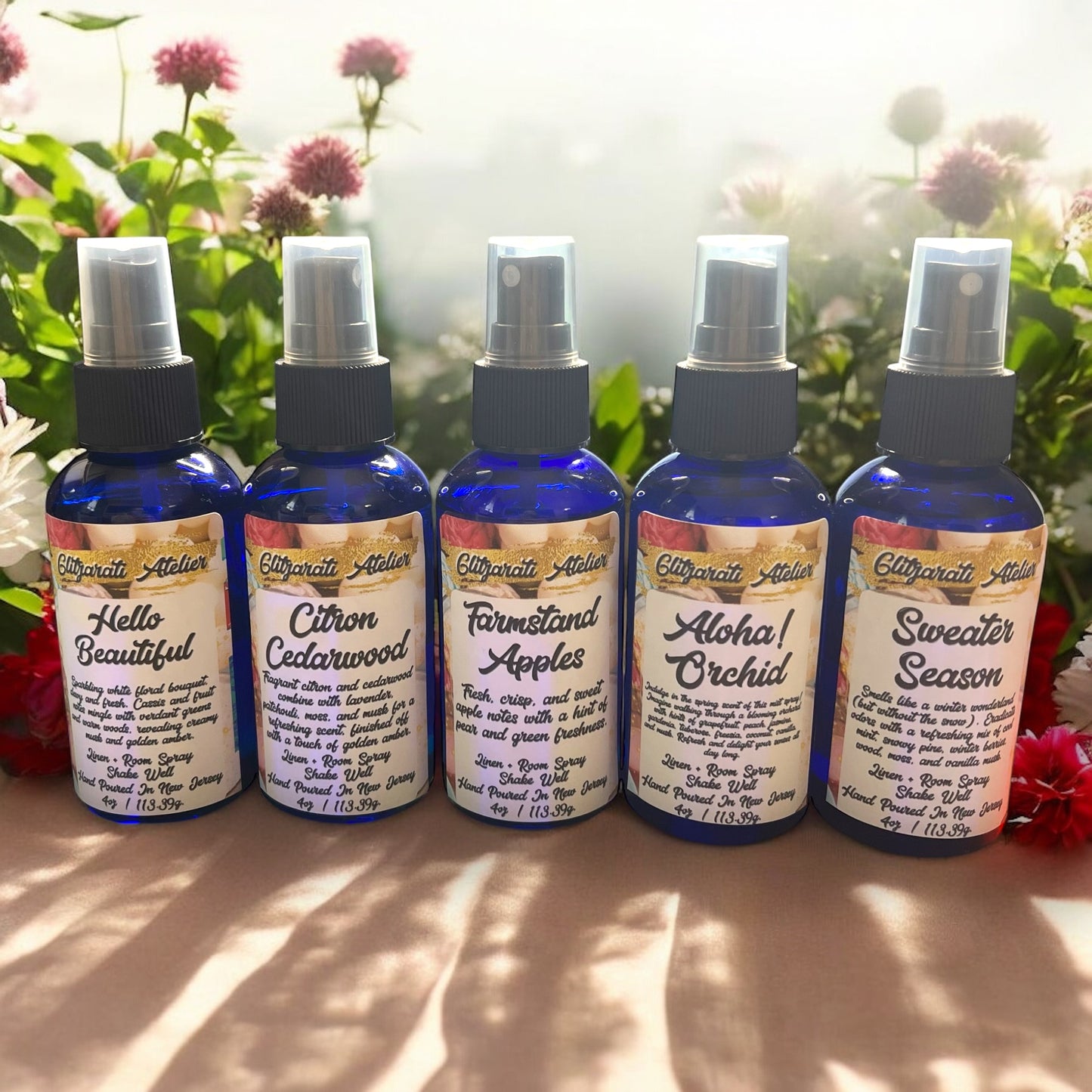 Glitzarati Atelier Linen & Room Fine Mist Spray - 4oz Natural Odor Eliminator & Freshener