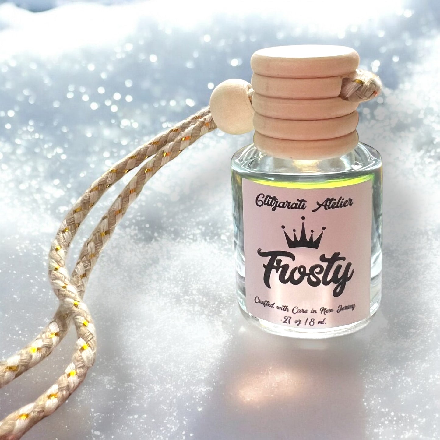 Frosty Car Diffuser – Spearmint, Vanilla & Cotton Candy Chill | 8ml Hanging Glass Freshener by Glitzarati Atelier