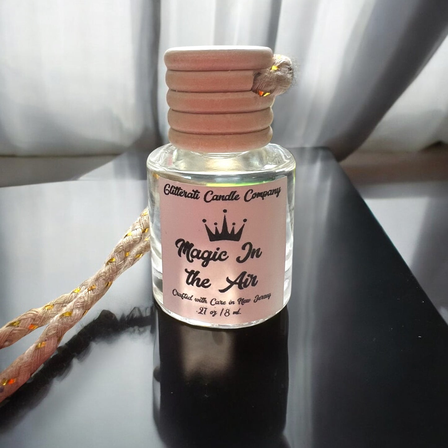 Magic In The Air Hanging Car Diffuser – Jasmine, Apple & Vanilla Musk | 8ml Glass Freshener by Glitzarati Atelier