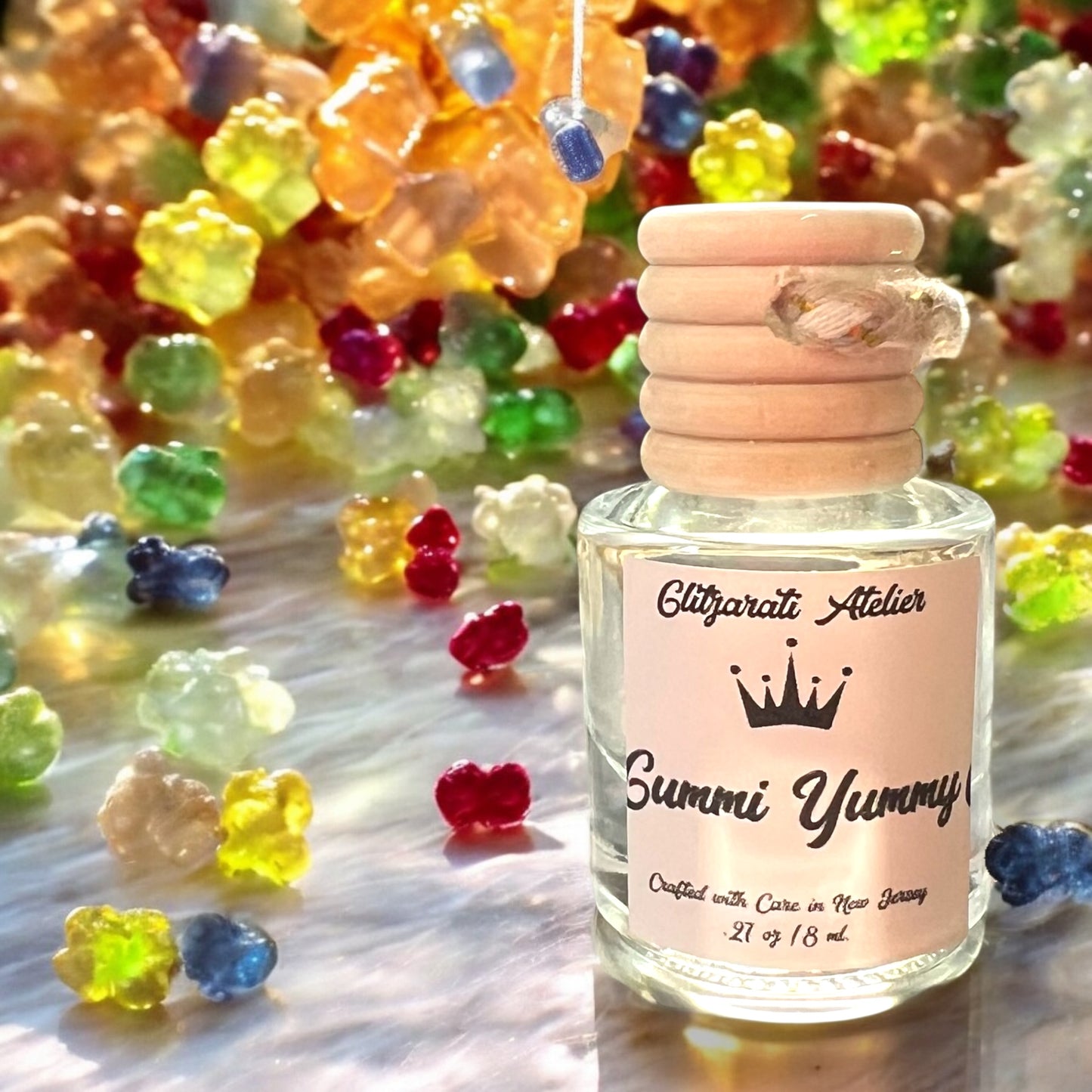 Gummi Yummy Scented Glass Hanging Car Oil Diffuser Freshener 8ml