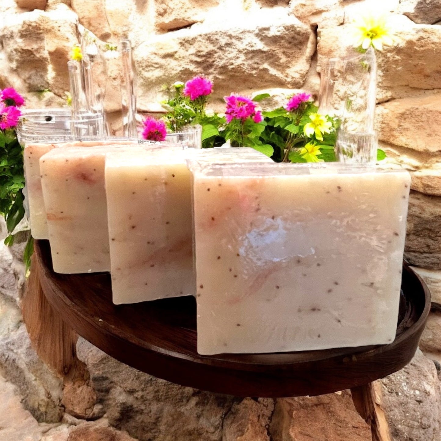 Strawberry Sugar Exfoliating Soap Bar – Cold Process with Aloe & Seeds | Fruity Vegan Skincare | Glitzarati Atelier