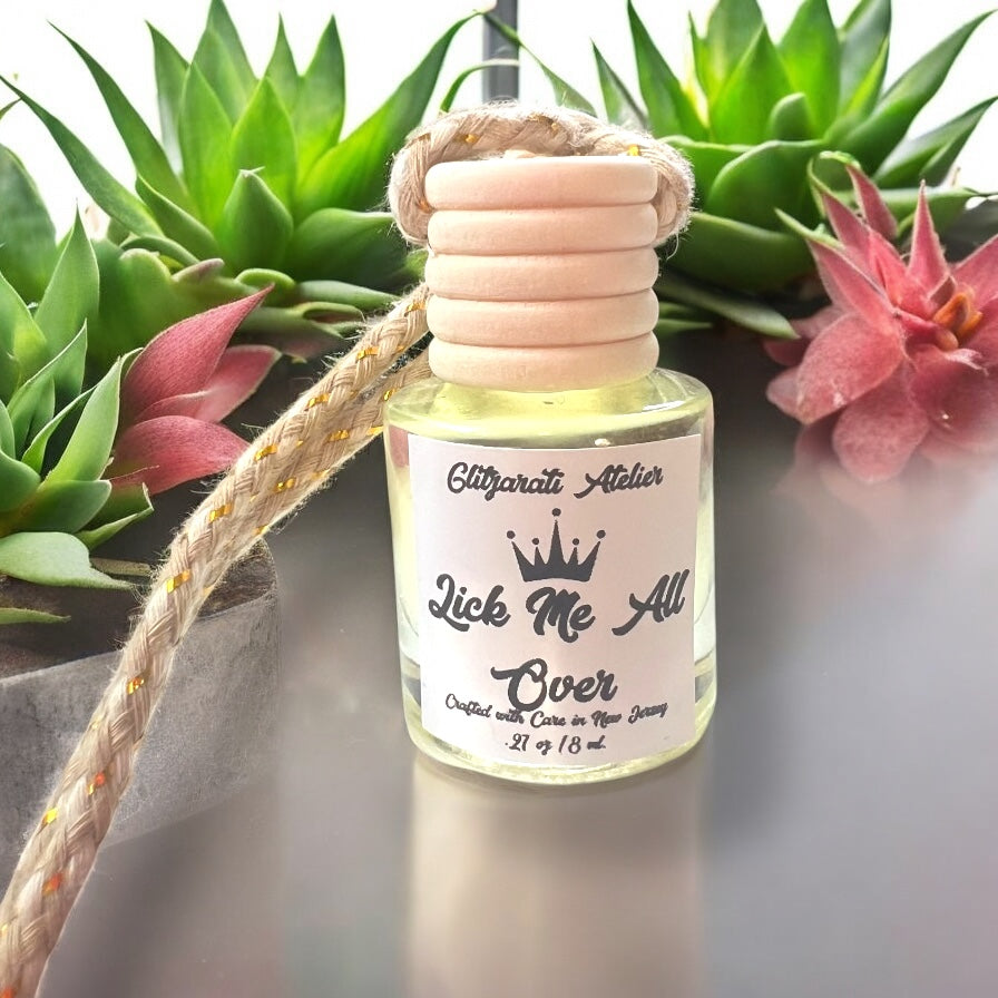 Lick Me All Over Hanging Glass Car Oil Diffuser Freshener 8ml