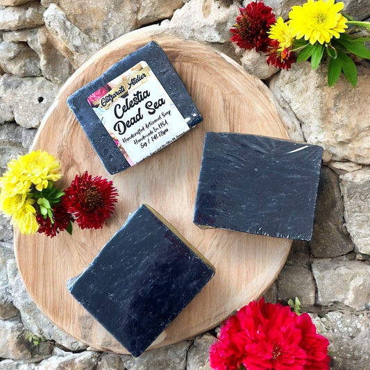 Celestia Dead Sea Exfoliating Soap Bar – Peppermint, Bourbon & Minerals | Cold Process Vegan Skincare | Glitzarati Atelier