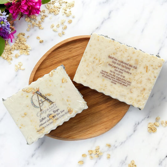 Naked Oats Goat Milk Soap – Unscented 2.5 oz Bar with Oat Topping | Sensitive Skin Safe | Glitzarati Atelier