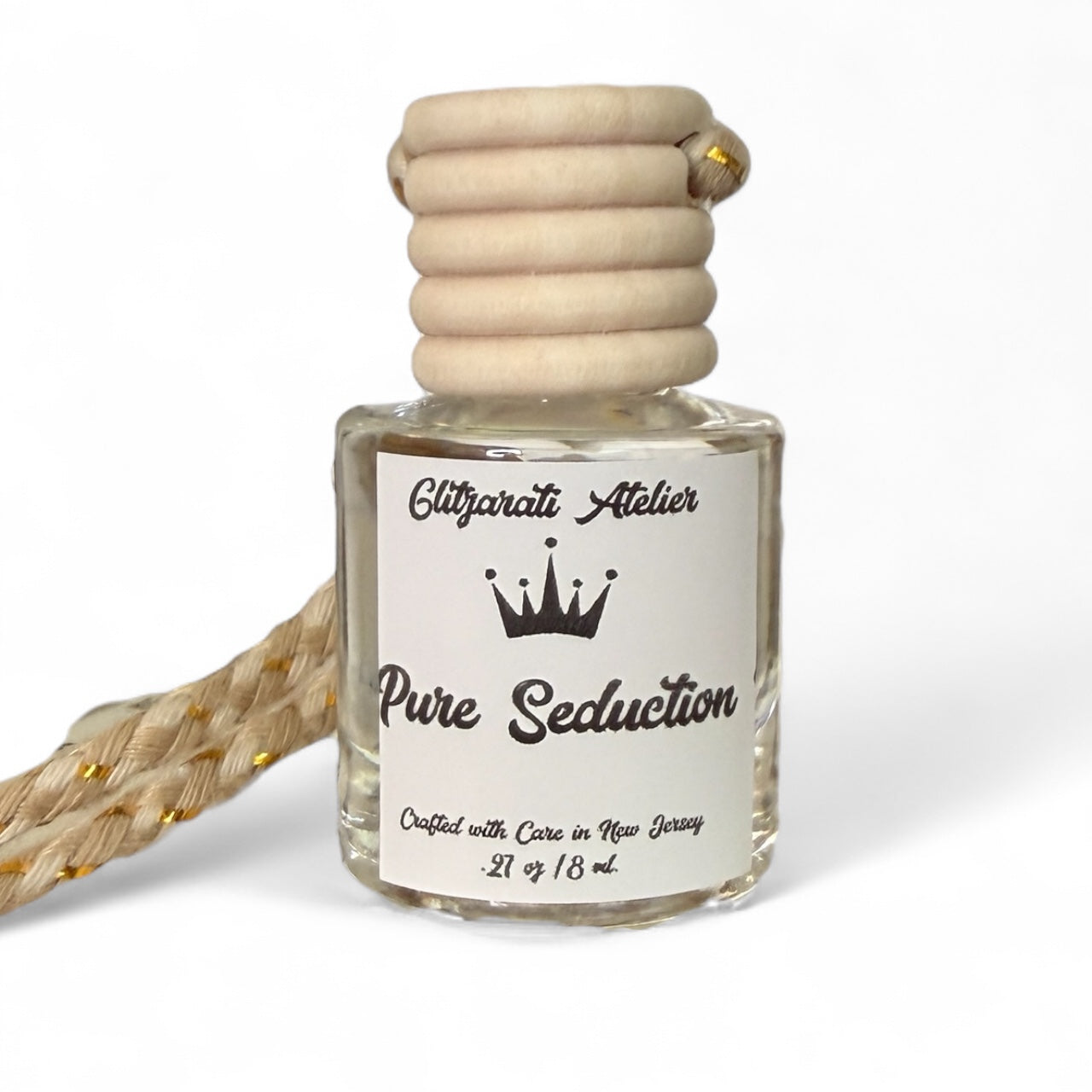 Pure Seduction Hanging Car Diffuser – Casaba Melon, Plum & Freesia | 8ml Glass Freshener by Glitzarati Atelier