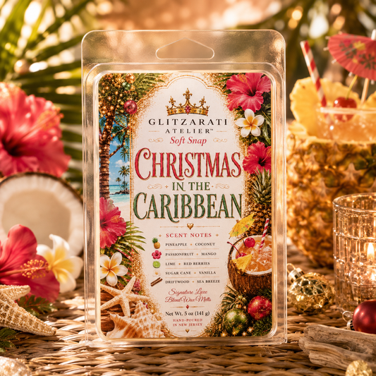 Christmas In The Caribbean | Signature Luxe Blend Wax Melt | Pineapple, Coconut & Sea Breeze Vanilla | 5 oz Clamshell | Glitzarati Atelier™