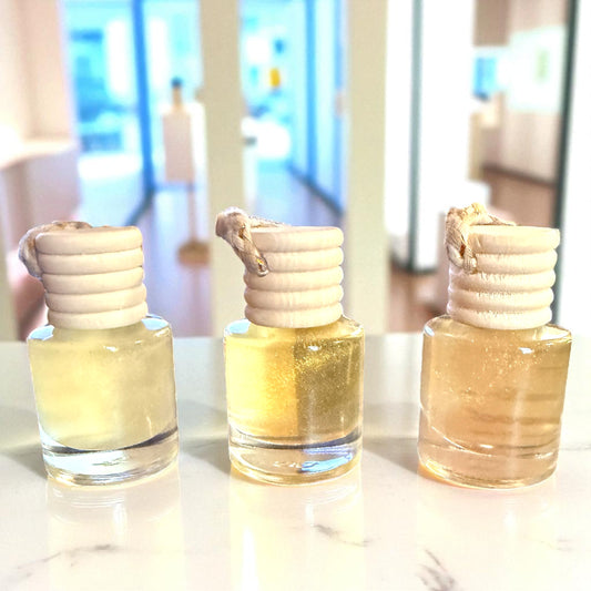 Sacred Earth Trio – Patchouli, Frankincense & Myrrh, Palo Santo & Sandalwood • Grounding Car Diffuser Gift Set | Glitzarati Atelier