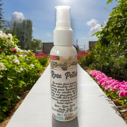 Linen & Room Fine Mist Spray – Rose Petals | Natural 2oz Odor Freshener | Glitzarati Atelier