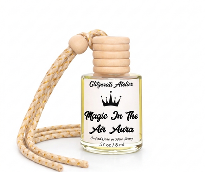 Magic In The Air Aura | Luxe Hanging Car Diffuser | Green Citrus, Melon & Soft Vanilla Musk | Refillable Glass Freshener
