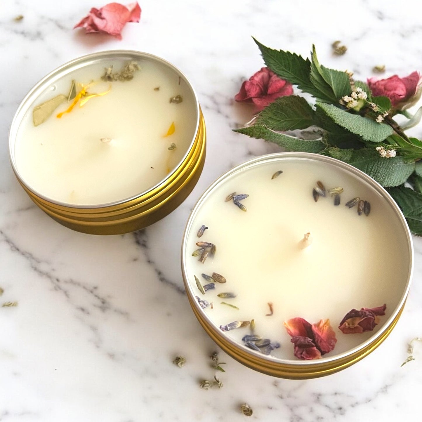 Sacred Crown™ Manifestation Petite Luxe™ Candle Duo – Sacred Serenity & Sacred Root • 2 oz Travel Tins | Glitzarati Atelier