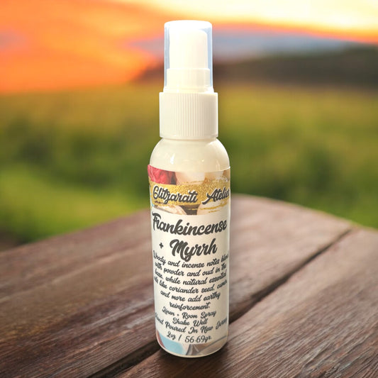 Linen & Room Fine Mist Spray – Frankincense & Myrrh | Natural 2oz Odor Freshener | Glitzarati Atelier