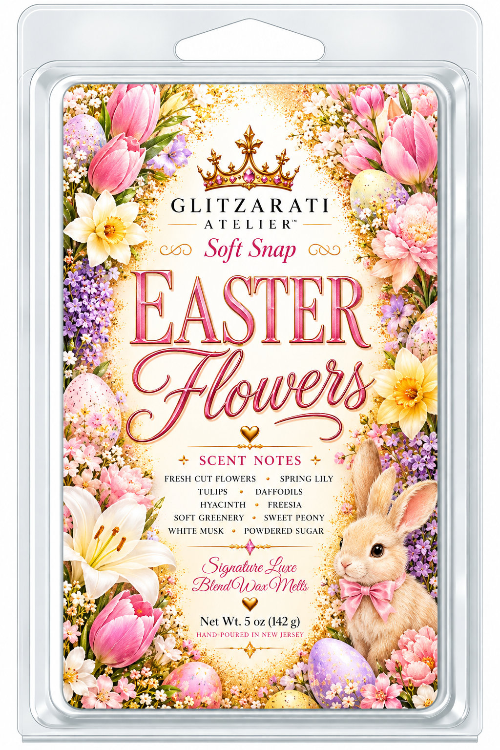 Easter Flowers | Signature Luxe Blend Wax Melt | Spring Lily, Tulips & Sweet Peony | 5 oz Clamshell | Glitzarati Atelier™