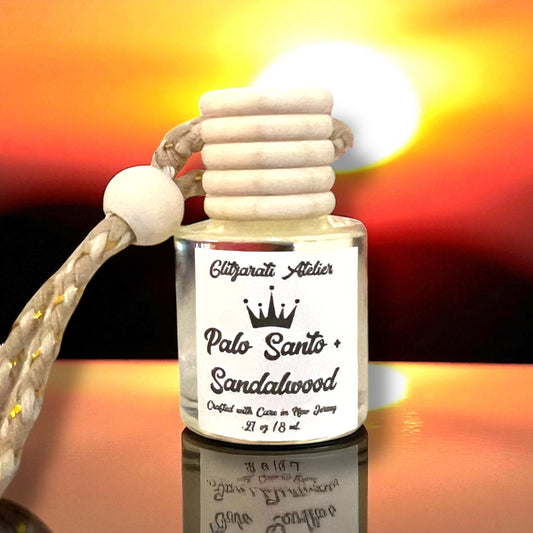 Palo Santo + Sandalwood Car Diffuser – Earthy Incense & Creamy Woods, 8ml