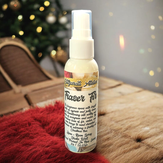 Linen & Room Fine Mist Spray – Fraser Fir | Natural 2oz Holiday Odor Freshener | Glitzarati Atelier