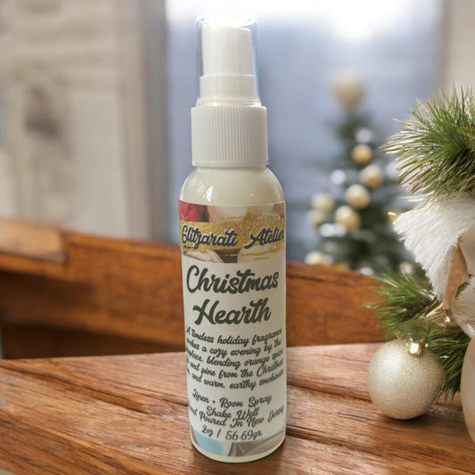Linen & Room Fine Mist Spray – Christmas Hearth | Natural 2oz Odor Freshener | Glitzarati Atelier