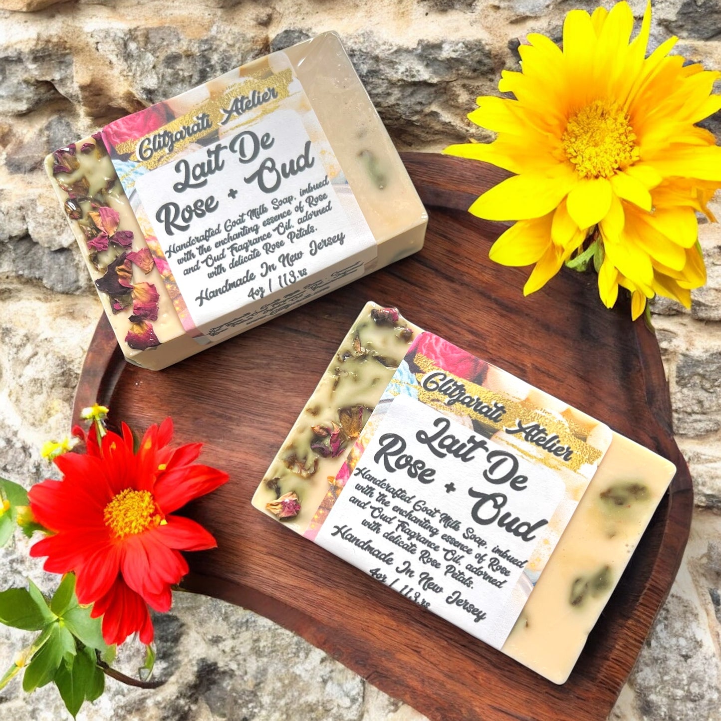 Glitzarati Atelier Goat Milk Lait De Rose + Oud 4 oz Soap Bar