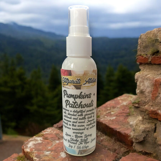 Linen & Room Fine Mist Spray – Pumpkins + Patchouli | Natural 2oz Odor Freshener | Glitzarati Atelier