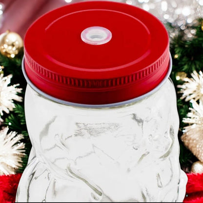 Santa Premium Soy Wax Candle Glass Mason Jar With Lid 18oz