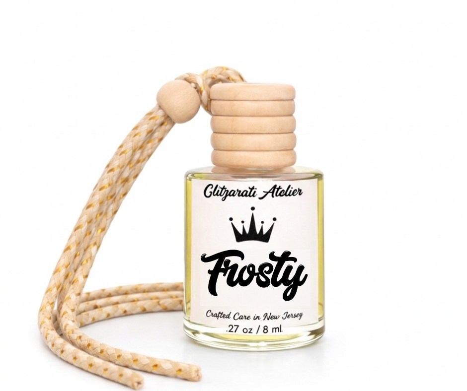 Frosty | Luxe Hanging Car Diffuser | Spearmint, Peppermint & Vanilla Cotton Candy | Refillable Glass Freshener