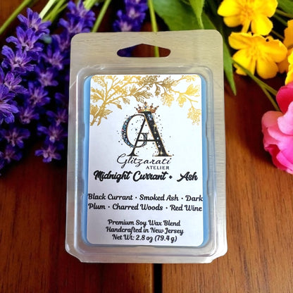 Midnight Currant & Ash Luxe Iridescent Wax Melts – Black Currant, Smoked Ash & Dark Plum • 2.8 oz | Glitzarati Atelier