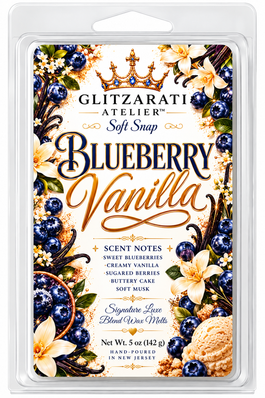Blueberry Vanilla | Signature Luxe Blend Wax Melt | Sweet Blueberries & Rich Creamy Vanilla | 5 oz Clamshell | Glitzarati Atelier™