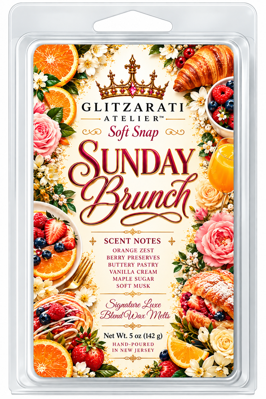 Sunday Brunch | Signature Luxe Blend Wax Melt | Maple Syrup, Buttery Pastry & Smoky Bacon | 5 oz Clamshell | Glitzarati Atelier™