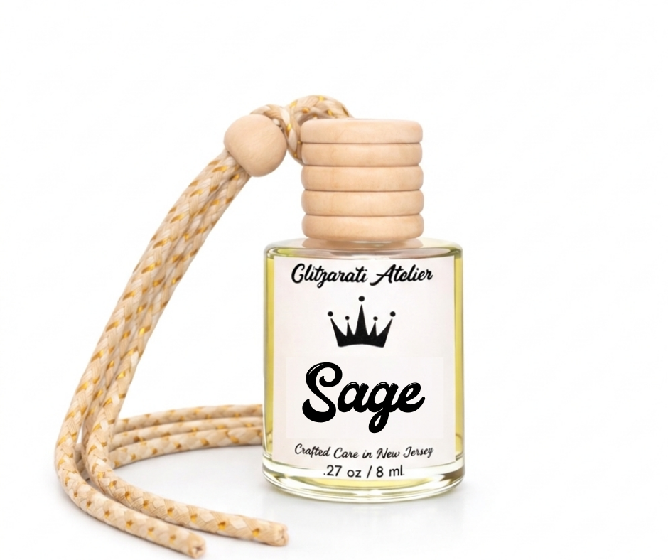 Sage | Luxe Hanging Car Diffuser | Clean Herbal Sage | Refillable Glass Freshener
