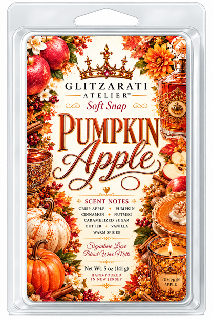 Pumpkin Apple | Signature Luxe Blend Wax Melt | Crisp Apple, Pumpkin & Warm Spices | 5 oz Clamshell | Glitzarati Atelier™