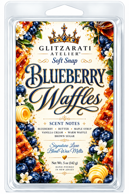 Blueberry Waffles | Signature Luxe Blend Wax Melt | Wild Blueberries, Golden Waffles & Maple Syrup | 5 oz Clamshell | Glitzarati Atelier™