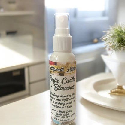 Linen & Room Fine Mist Spray – Baja Cactus + Blossom | Natural 2oz Odor Freshener | Glitzarati Atelier