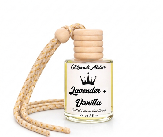 Lavender + Vanilla | Luxe Hanging Car Diffuser | Soft Lavender & Creamy Vanilla | Refillable Glass Freshener