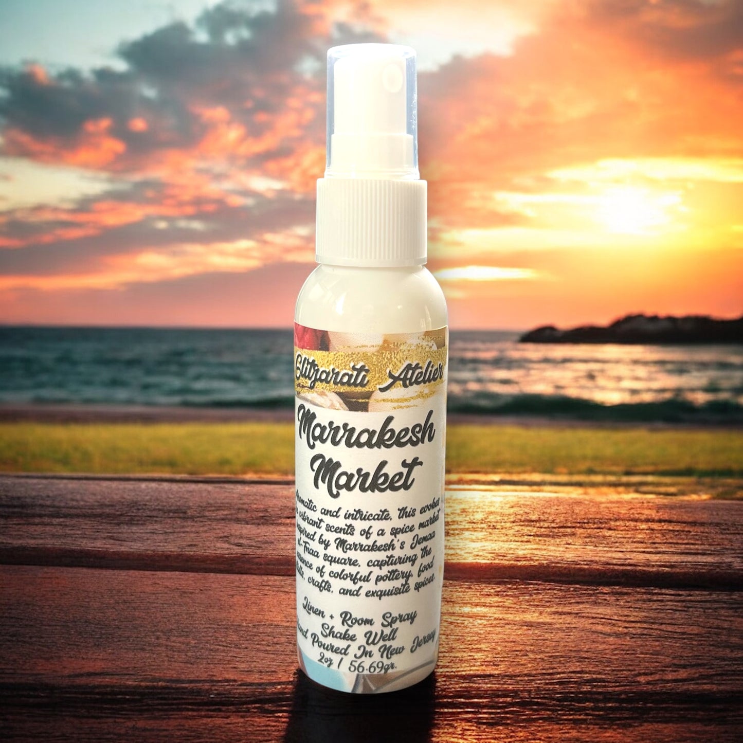 Linen & Room Fine Mist Spray – Marrakesh Market | Natural 2oz Odor Freshener | Glitzarati Atelier