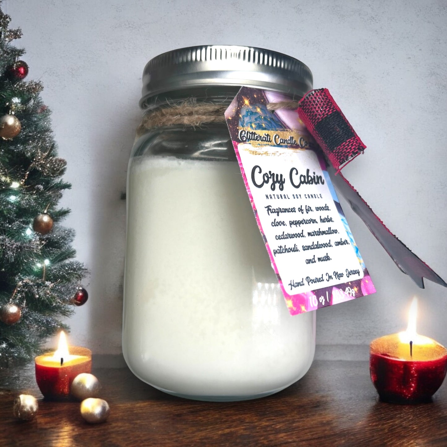 Cozy Cabin Mason Christmas 12 Oz Glass Soy Holiday Candle Collection