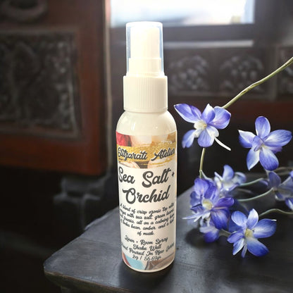 Linen & Room Fine Mist Spray – Sea Salt & Orchid | Natural 2oz Odor Freshener | Glitzarati Atelier