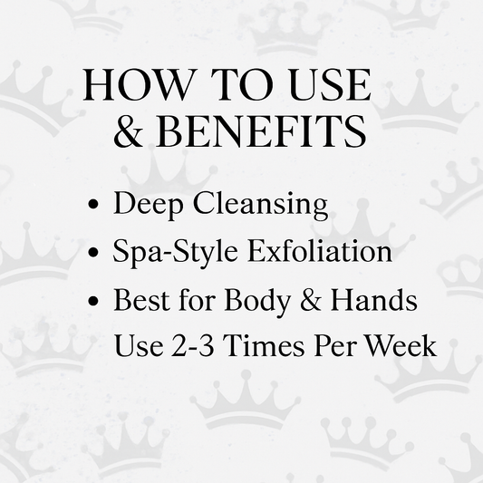 Text detailing the use and benefits of a product on a decorative background