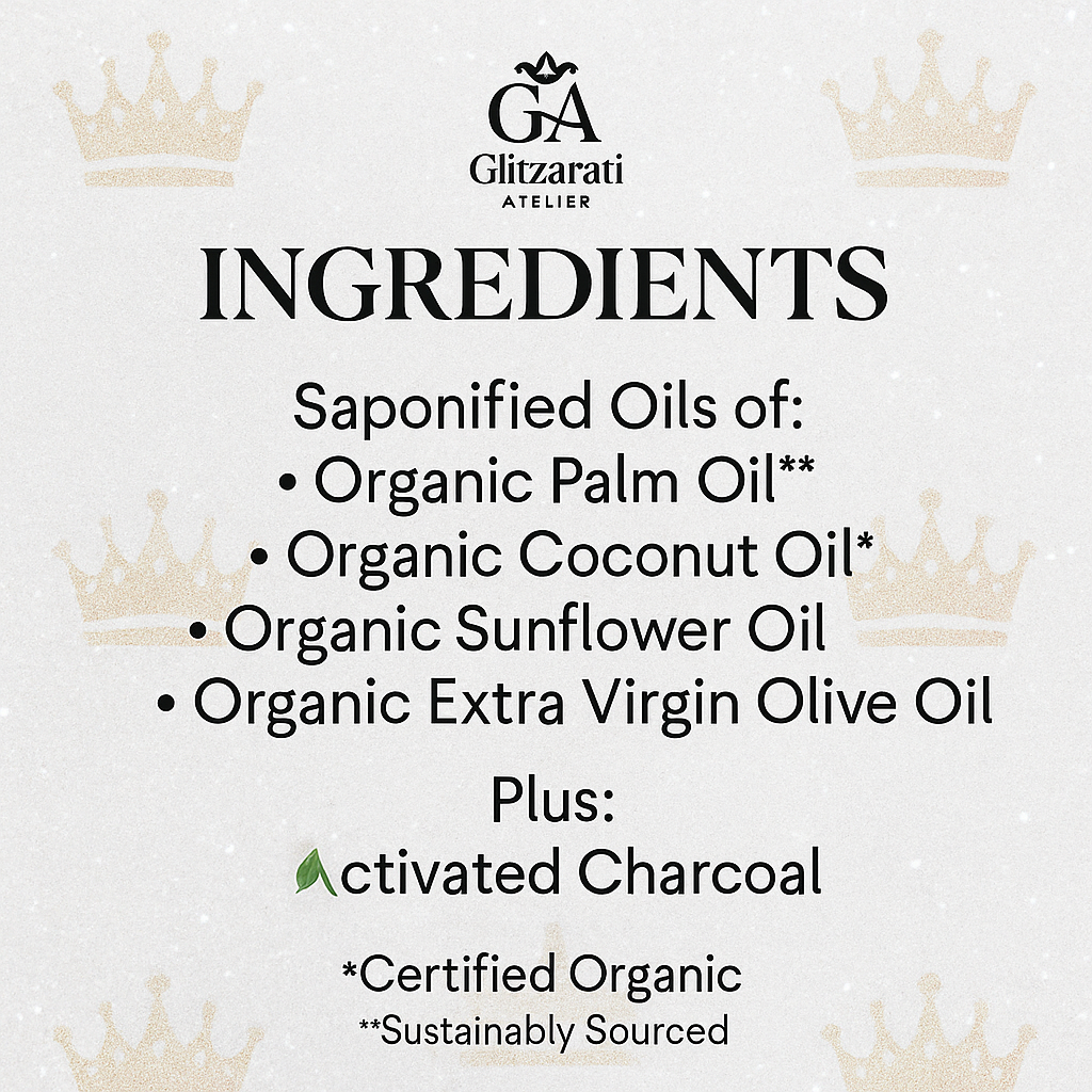 Charcoal Detox Soap Bar – Fragrance-Free Cold Process Cleanser | Unscented Vegan Skincare | Glitzarati Atelier