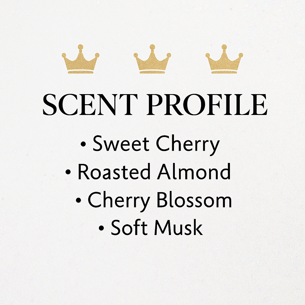 Scent profile list with gold crowns on a white background