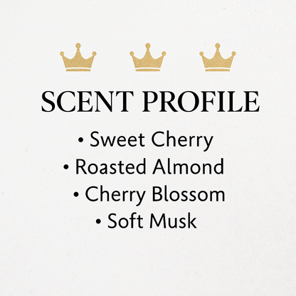 Scent profile list with gold crowns on a white background