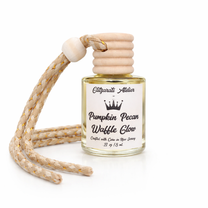 Pumpkin Pecan Waffles Glow | Luxe Hanging Car Diffuser | Sweet Pumpkin, Maple & Toasted Pecan | Refillable Glass Freshener
