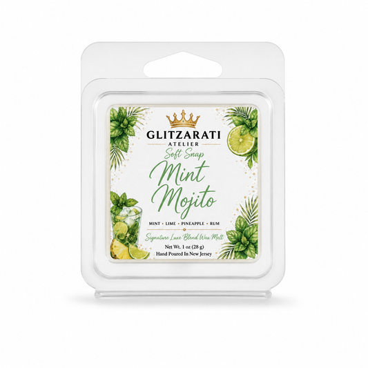 Mint Mojito | Signature Luxe Blend Wax Melt | Muddled Mint, Zesty Lime, Pineapple & Smooth Rum | 1 oz Clamshell | Glitzarati Atelier™