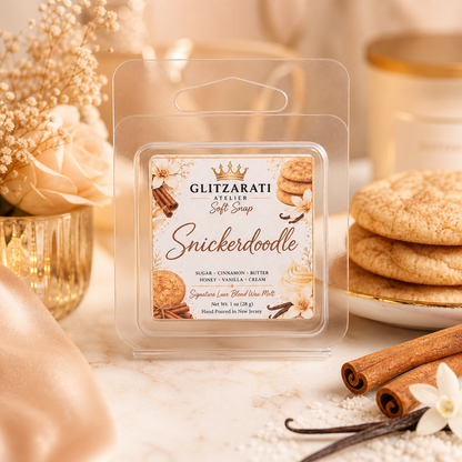 Snickerdoodle | Signature Luxe Blend Wax Melt | Cinnamon Sugar, Warm Butter & Creamy Vanilla | 1 oz Clamshell | Glitzarati Atelier™